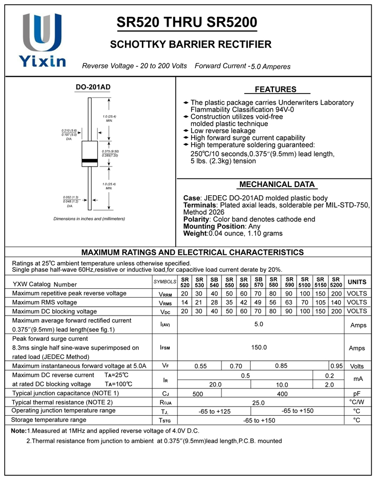 SR540二極管規格書