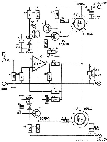 MOS管,MOS管功率放大器電路圖 MOS管,MOS管功率放大器電路圖