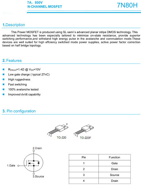 7n80場效應管參數 7n80場效應管參數