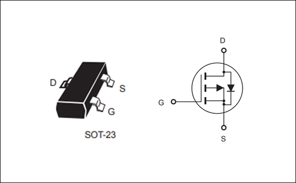 SI2301,SOT23,MOS場效應管封裝引腳圖 電路符號