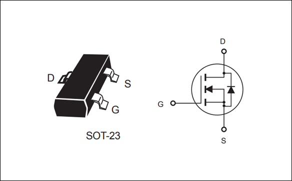 SI2302,SOT23,MOS場效應管封裝引腳圖 電路符號
