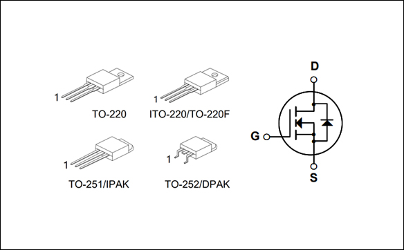 4N60,TO252/TO220,MOS場效應管封裝引腳圖 電路符號