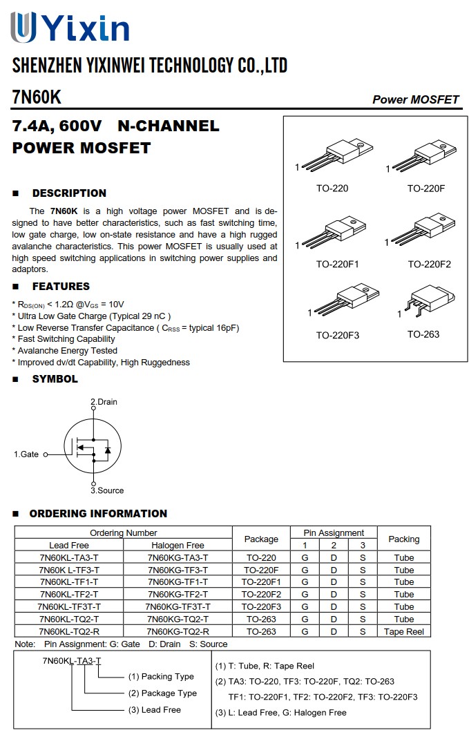 7N60KL-TN3-G 7N60KL-TN3-G
