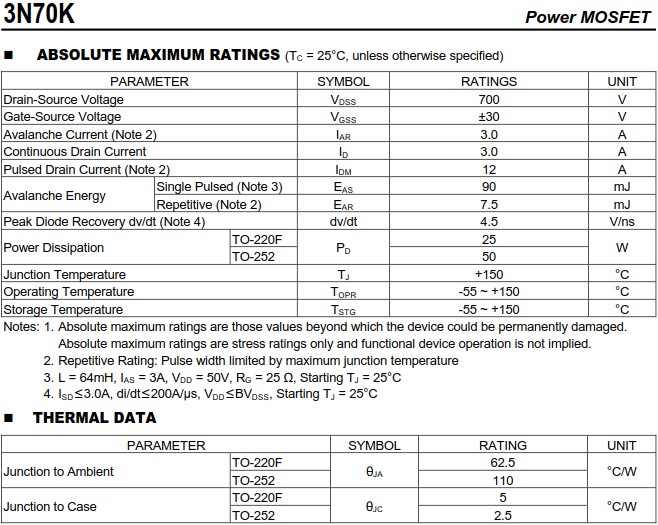3N70KL-TN3-R 3N70KL-TN3-R