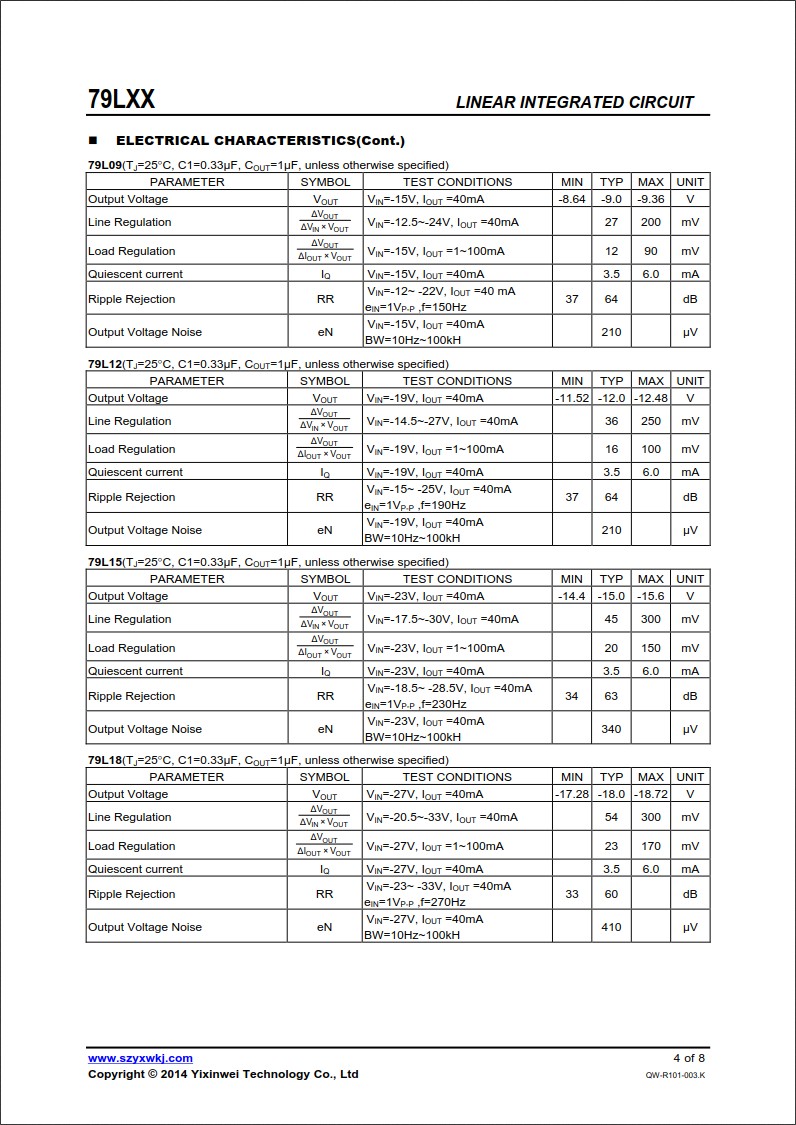 79L05規(guī)格書