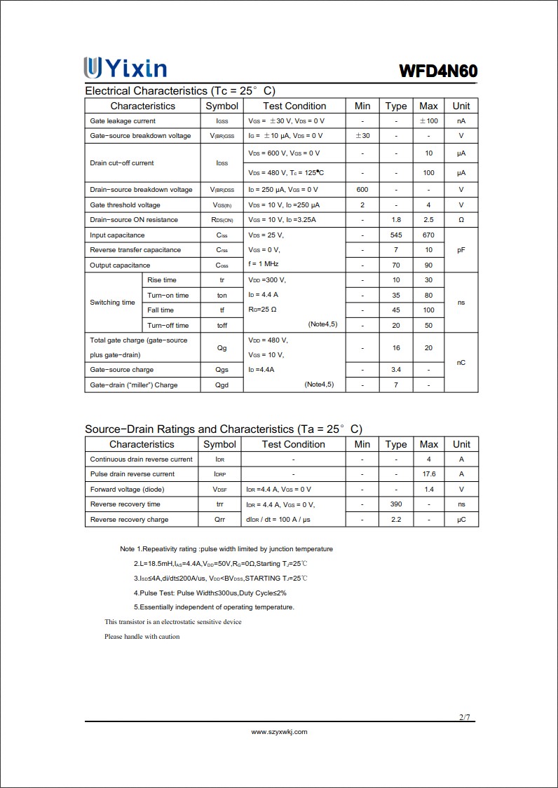 WFD4N60規格書 WFD4N60規格書