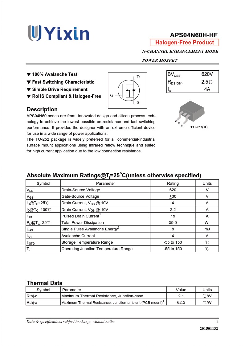 APS04N60H-HF規格書