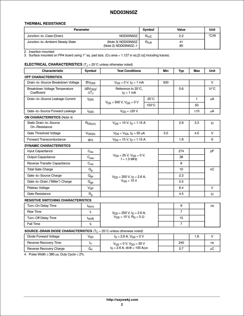 NDD03N50ZT4G規(guī)格書