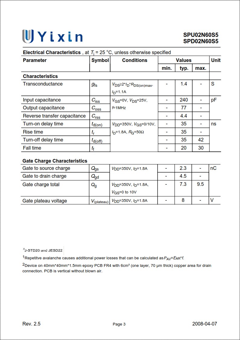 SPD02N60S5規(guī)格書(shū) SPD02N60S5規(guī)格書(shū)