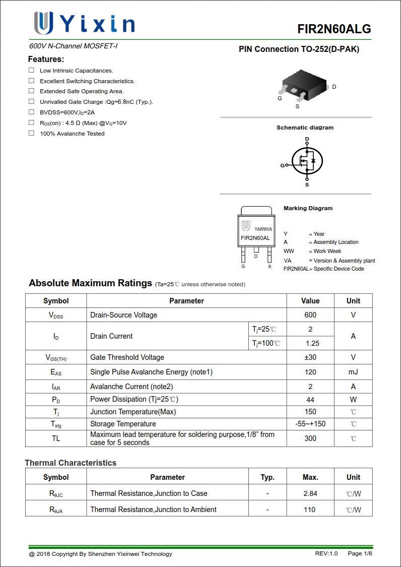 FIR2N60ALG規格書 FIR2N60ALG規格書