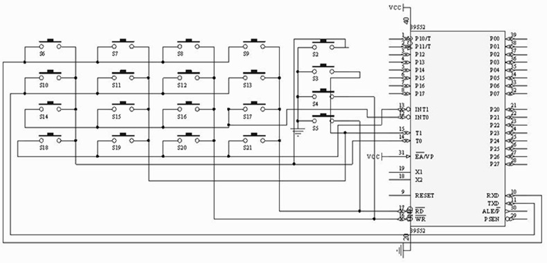獨(dú)立和矩陣鍵盤電路圖