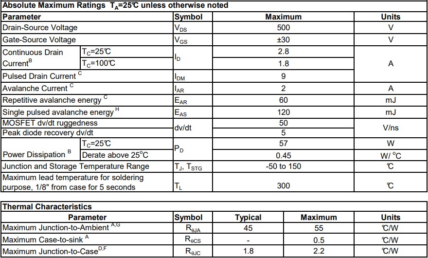 AOD3N50參數 AOD3N50參數