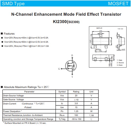 SI2300絕對(duì)最大額定參數(shù)