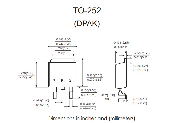 2N60(TO-252)封裝外形尺寸