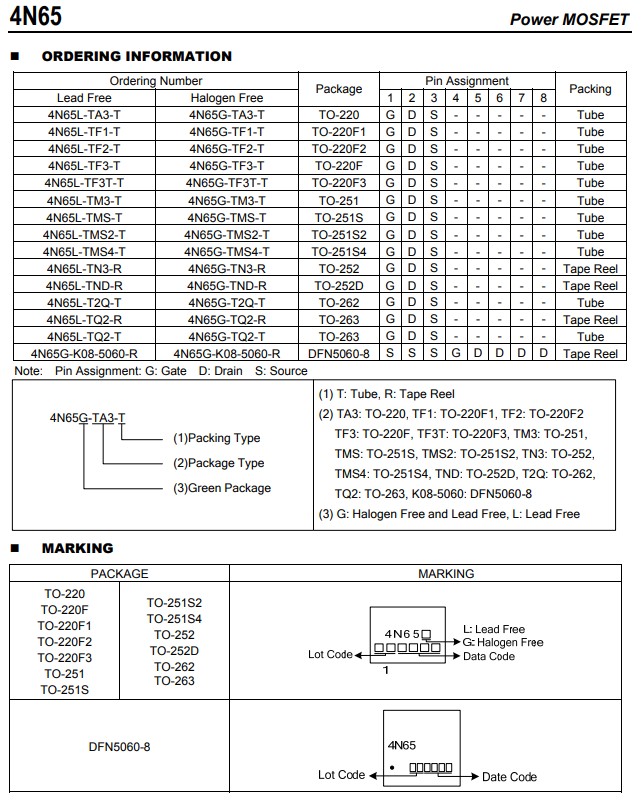 4N65規格書 4N65規格書
