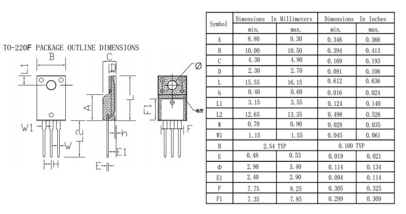 TO-220F封裝尺寸