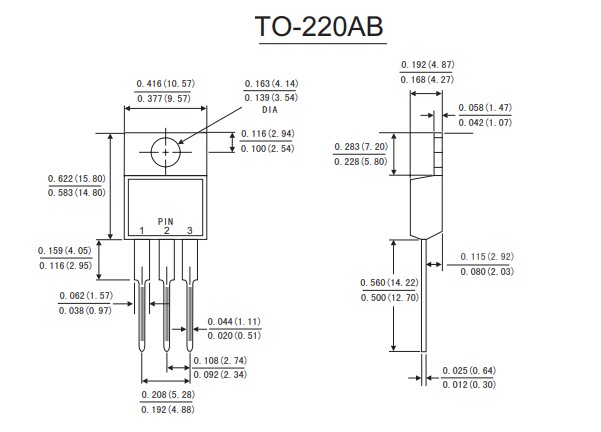 TO-220AB封裝尺寸 TO-220AB封裝尺寸