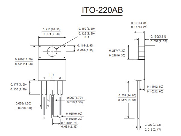 ITO-220AB封裝尺寸 ITO-220AB封裝尺寸