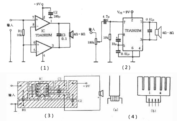 TDA2822M功放電路圖 TDA2822M功放電路圖