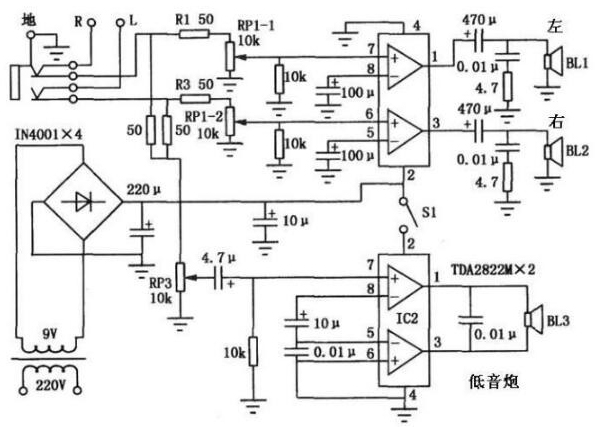 2.1聲道功放電路 2.1聲道功放電路