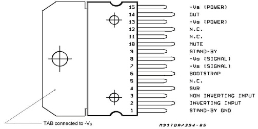 TDA7294各引腳配置圖