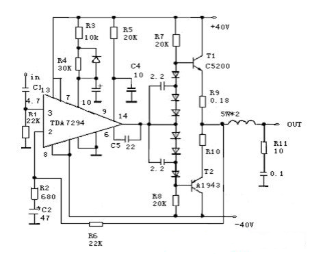 TDA7294標準應用電路原理圖