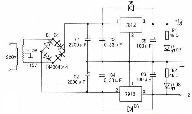 ±12V輸出的直流穩(wěn)壓電源