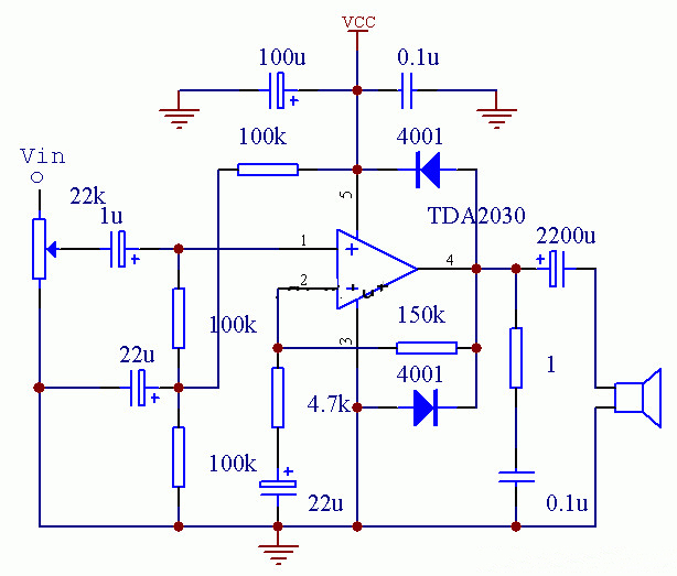 TDA2030單電源接法圖