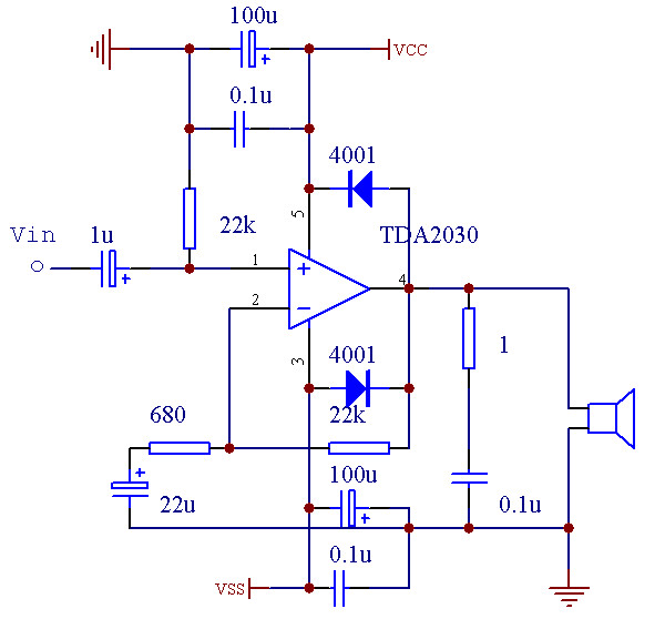 TDA2030雙電源接法圖