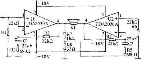 用TDA2030A做成的BTL形式功放