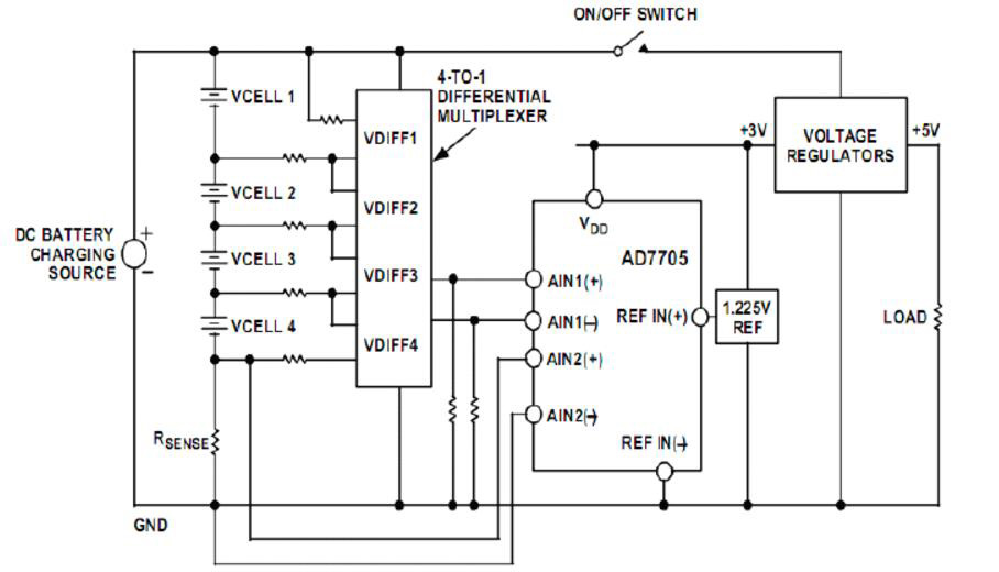 使用AD7705的電池監控電路 使用AD7705的電池監控電路