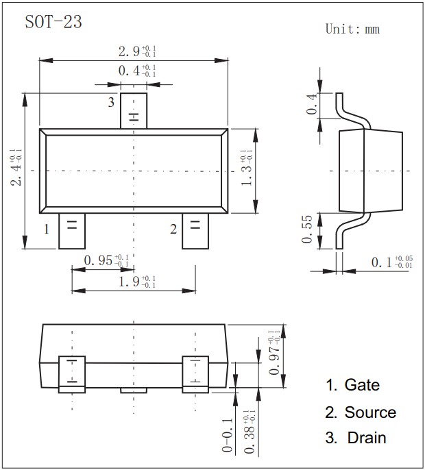 AO3407（SOT-23）封裝尺寸