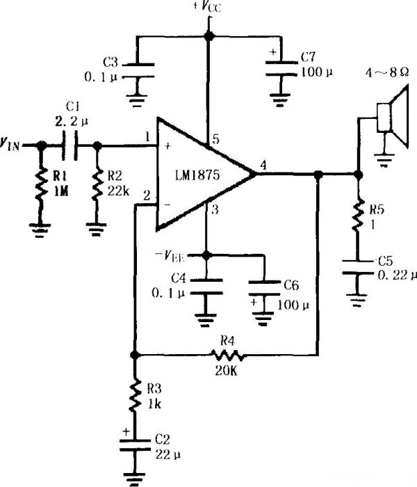雙電源供電音頻功率放大電路