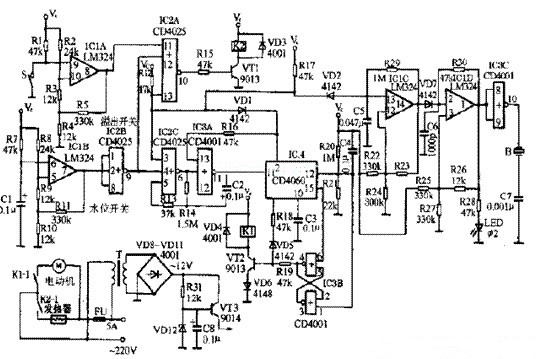 CD4025，CD4060，LM324組成的豆?jié){機(jī)電路